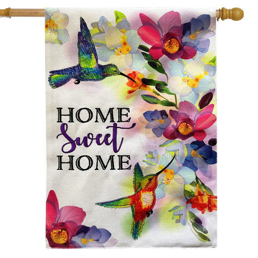 Home Sweet Home Hummingbird Burlap Banner Flag