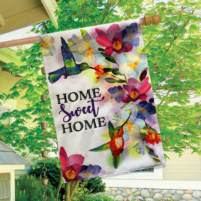Home Sweet Home Hummingbird Burlap Banner Flag