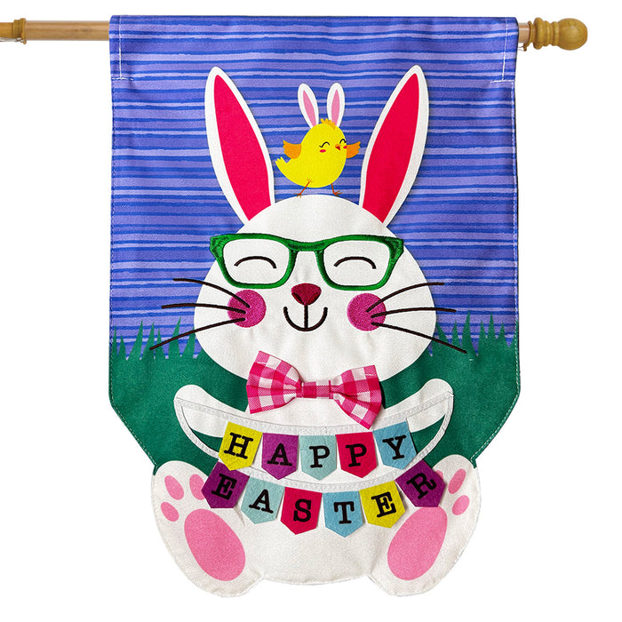 Happy Easter Bunny Burlap Banner Flag