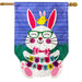 Happy Easter Bunny Burlap Banner Flag