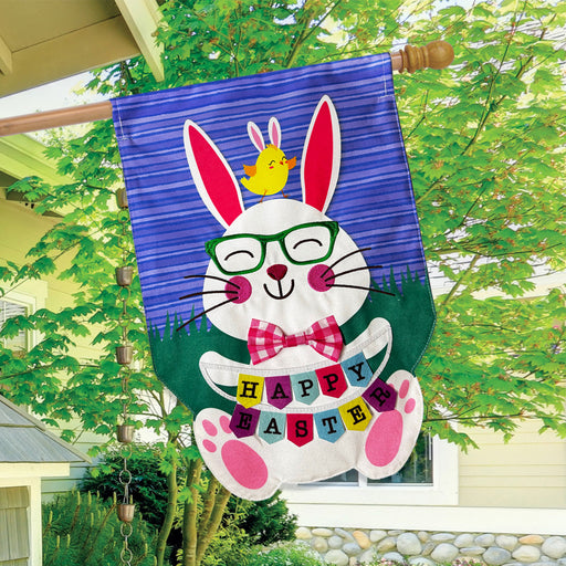 Happy Easter Bunny Burlap Banner Flag