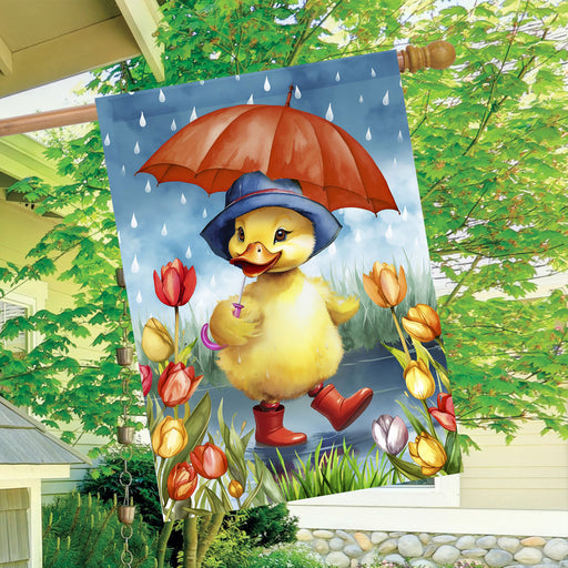 Rainy Day Duckling Banner Flag