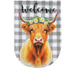 Checkered Hyland Cow Burlap Decorative Flag