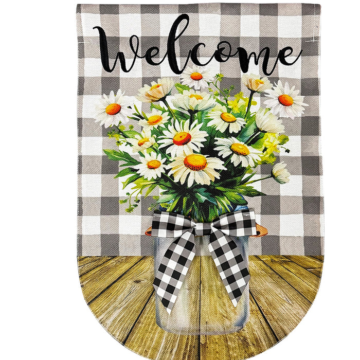 Welcome Farmhouse Jar Burlap Banner Flag