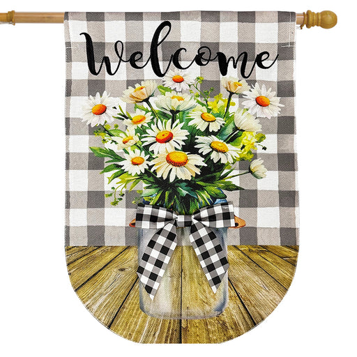 Welcome Farmhouse Jar Burlap Banner Flag