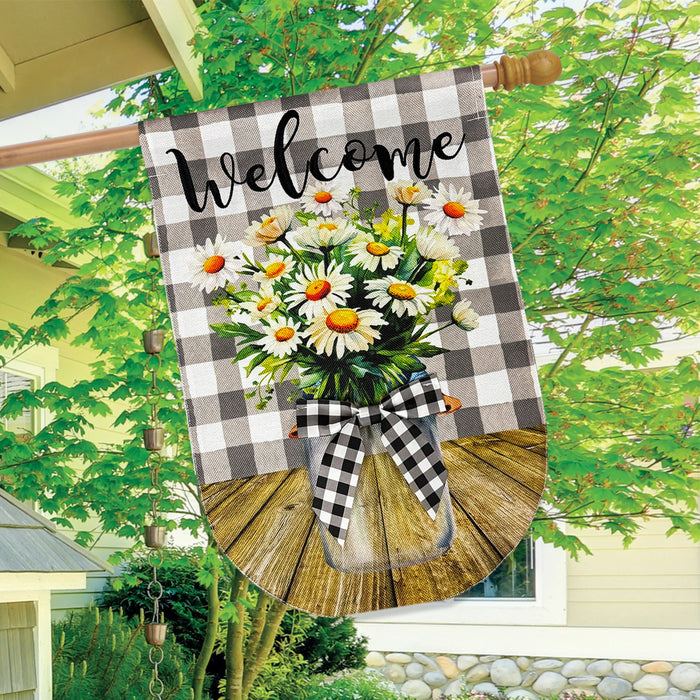 Welcome Farmhouse Jar Burlap Banner Flag