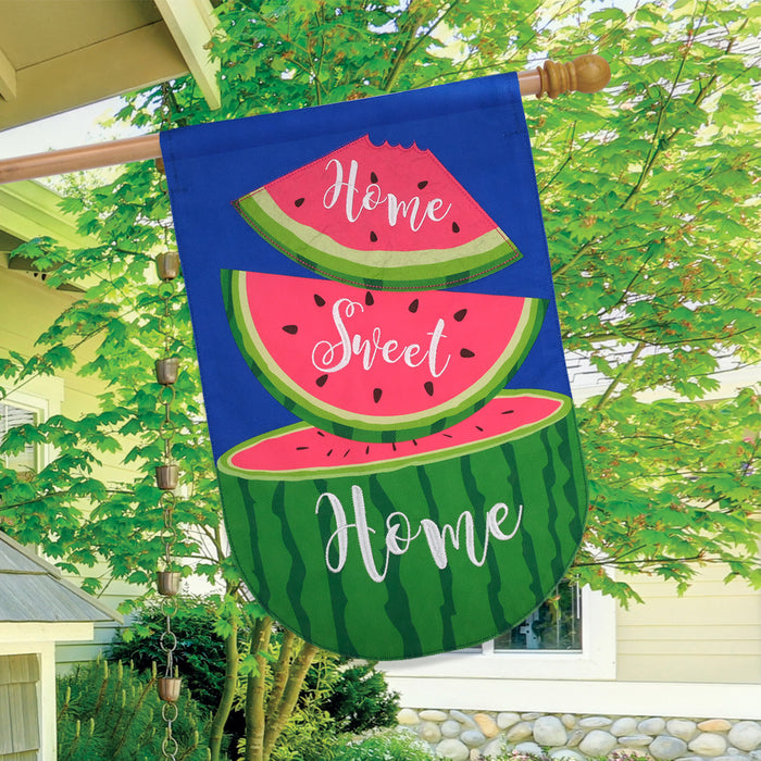 Home Sweet Home Watermelon Burlap Banner Flag