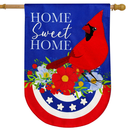 Home Sweet Home Cardinal Burlap Banner Flag