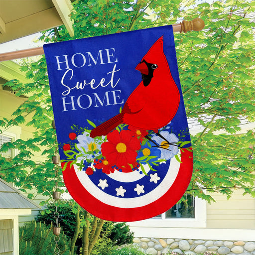 Home Sweet Home Cardinal Burlap Banner Flag