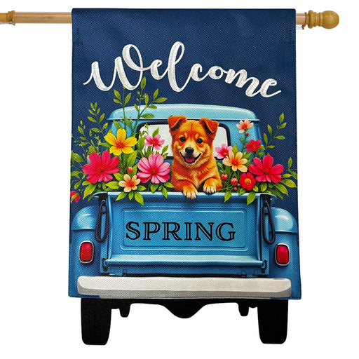 Puppy Pickup Burlap Banner Flag