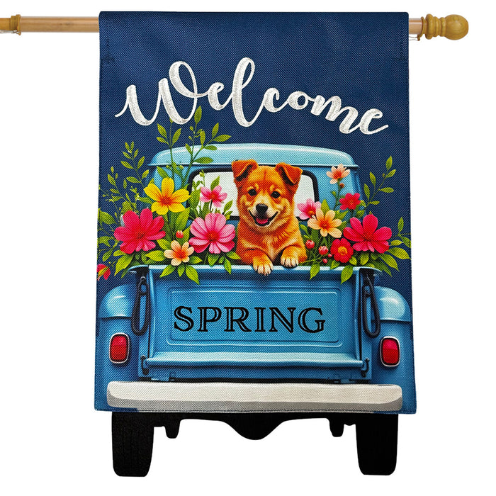 Puppy Pickup Burlap Banner Flag