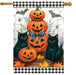 Black Cat Pumpkin Stack Banner Flag
