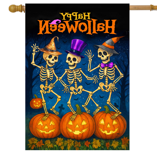 Skeleton Dance Party Banner Flag