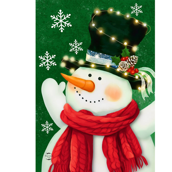 Snowman in Lights Decorative Flag