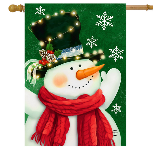 Snowman in Lights Banner Flag