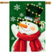 Snowman in Lights Banner Flag