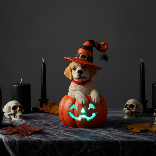 Yellow Labrador Pumpkin LED Light Up Figurine