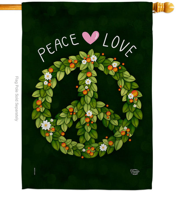 Peace and Love Wreath Banner Flag