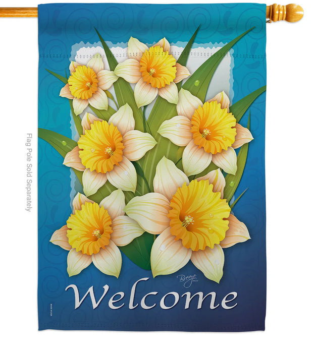 Daffodils Welcome Banner Flag