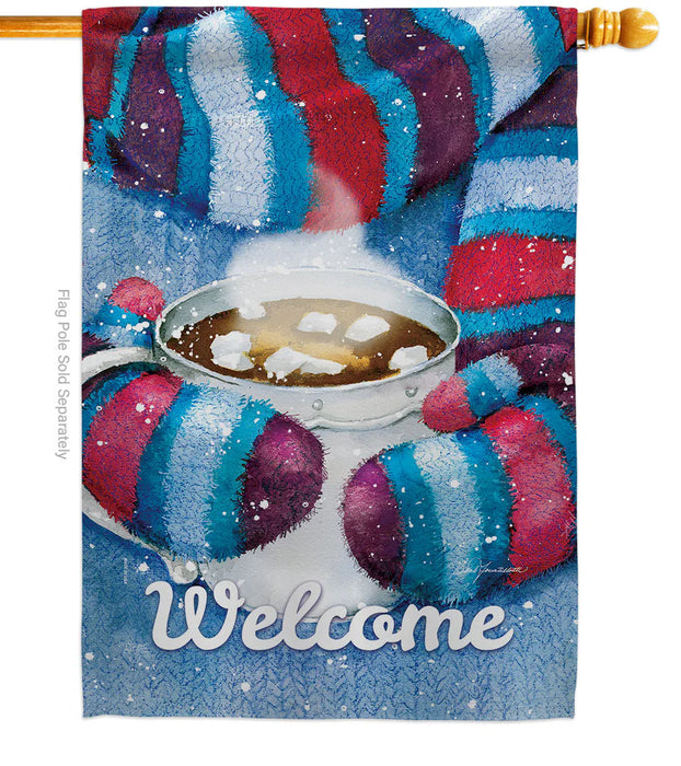 Mittens and Cocoa Welcome Banner Flag