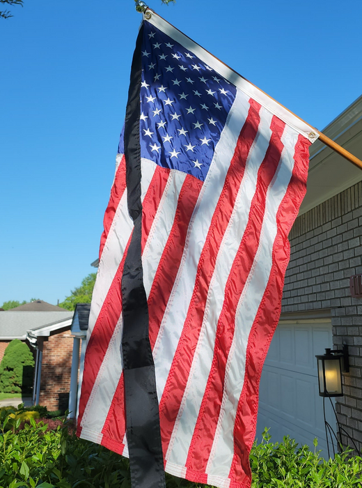 Black Mourning Ribbon For Off the House Flag - Made in USA