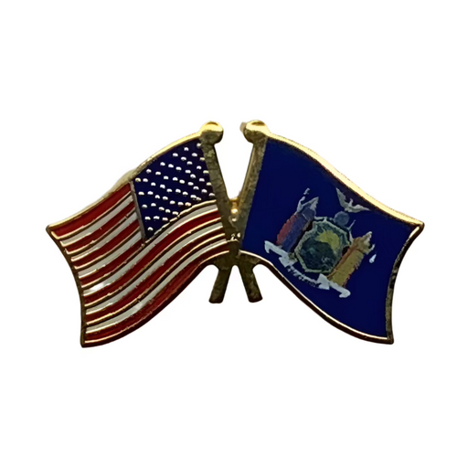 New York/USA Dual Flags Lapel Pin 2025