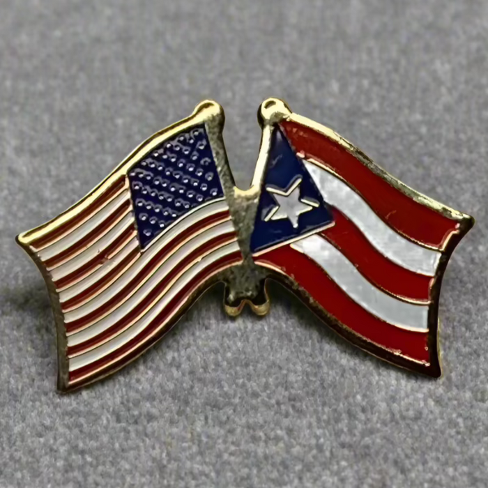 Puerto Rico/USA Dual Flags Lapel Pin 2025