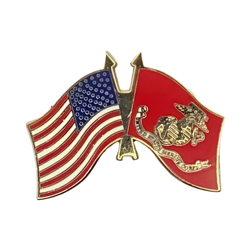 US Marine Corps Dual Flags Lapel Pin (Large) 2025