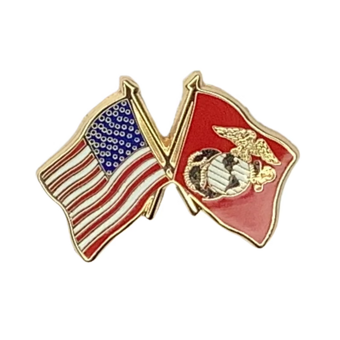 US Marine Corps Dual Flags Lapel Pin (Small) 2025