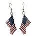Waving American Flag Wood Earrings