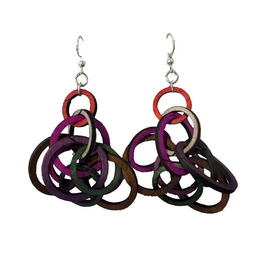 Interlocking Rings Wood Earrings - Assorted Colors