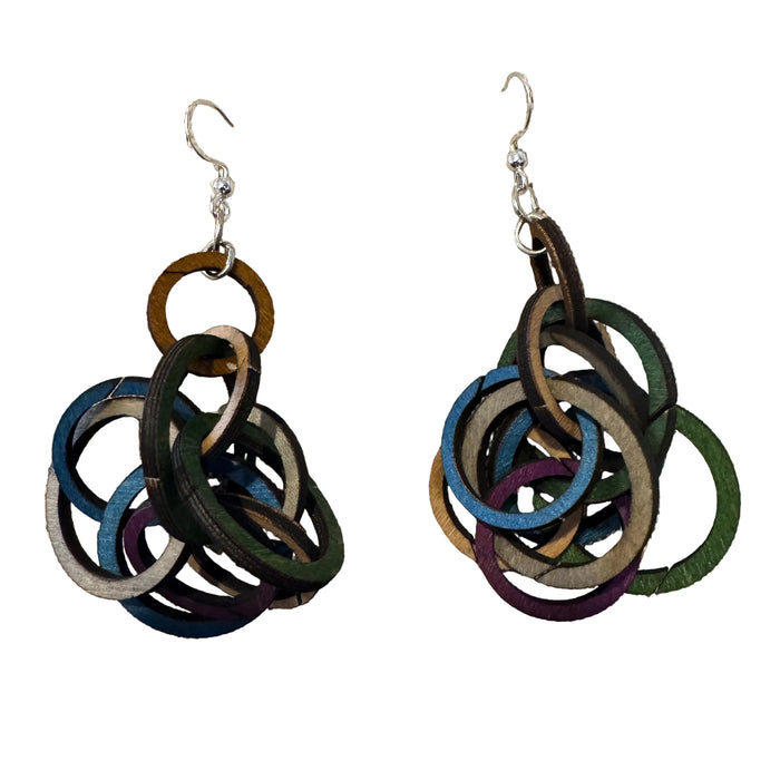 Interlocking Rings Wood Earrings - Assorted Colors