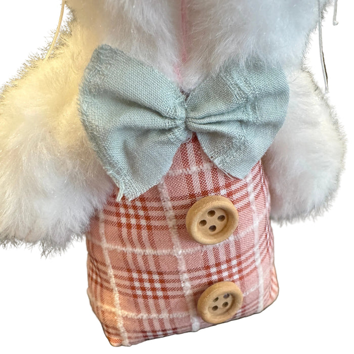 Pink Plaid Bunny Plush Ornament