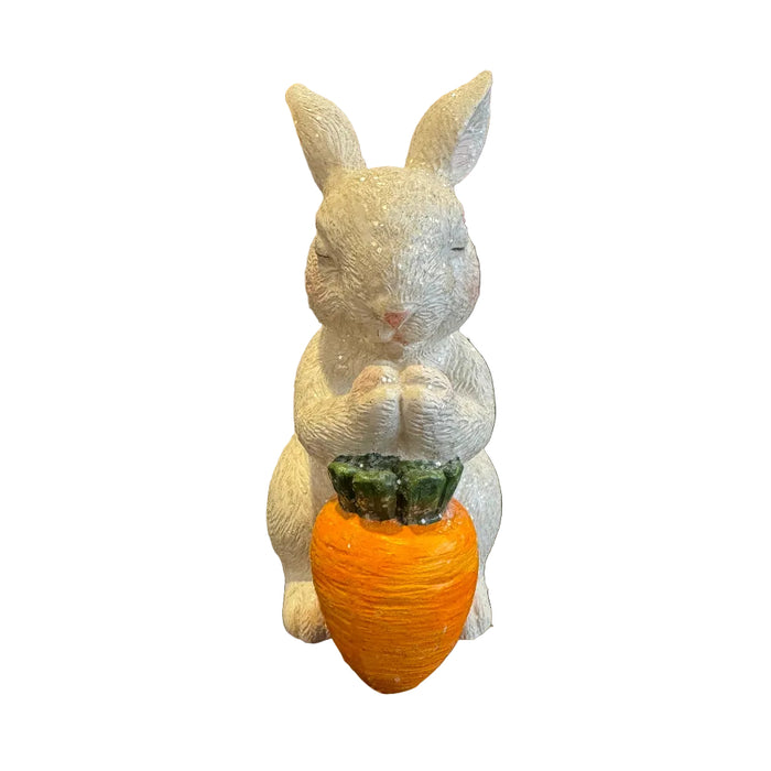 Carrot Bunny Thinking Figurine