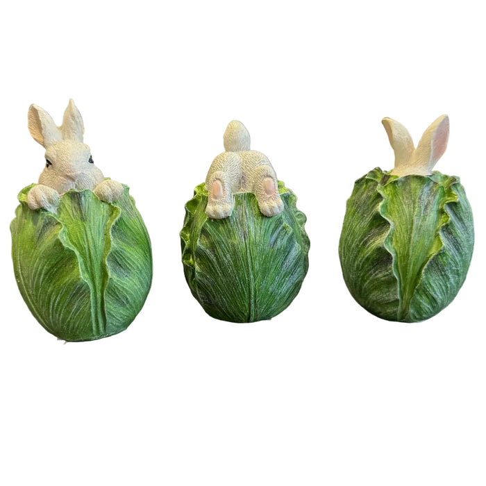 Hiding in Lettuce Easter Bunny Figurines - Set of 3