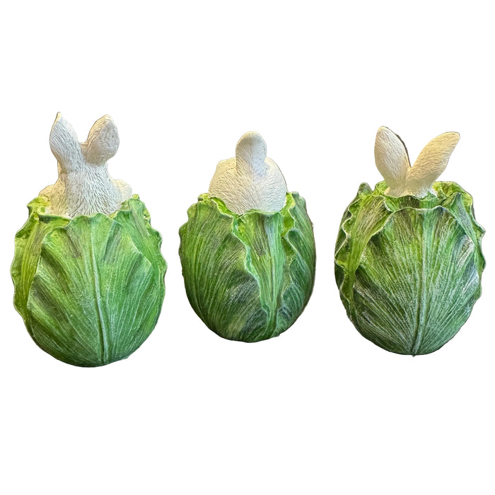 Hiding in Lettuce Easter Bunny Figurines - Set of 3