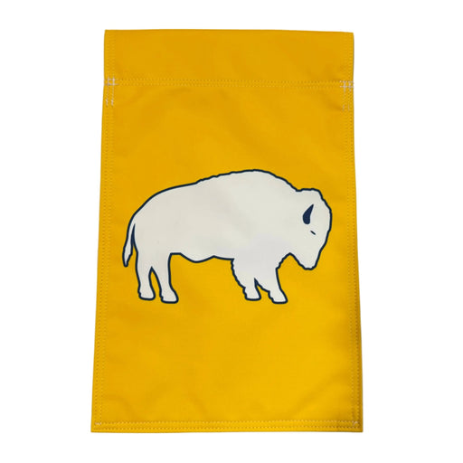 White and Gold Standing Buffalo Garden Flag - Made in USA