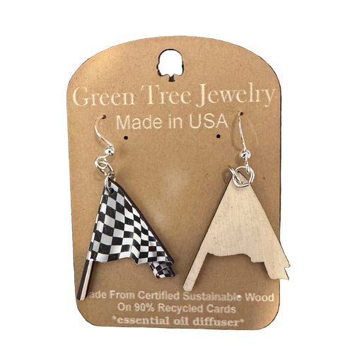Racing Flags Wood Earrings