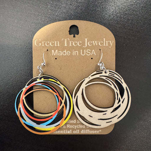 Circle Array Wood Earrings