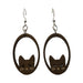 Sneaky Cat Brown Wood Earrings