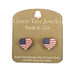 American Flag Heart Shaped Stud Wood Earrings