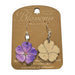 Violet Flower Blossom Wood Earrings