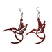 Hummingbird Outline Cherry Red Wood Earrings