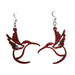 Hummingbird Outline Cherry Red Wood Earrings