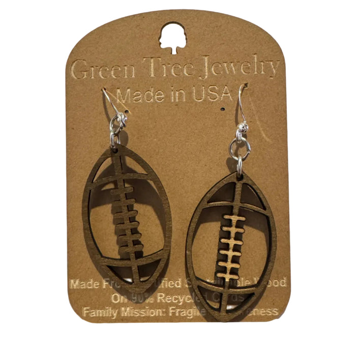 Football Cutout Wood Earrings