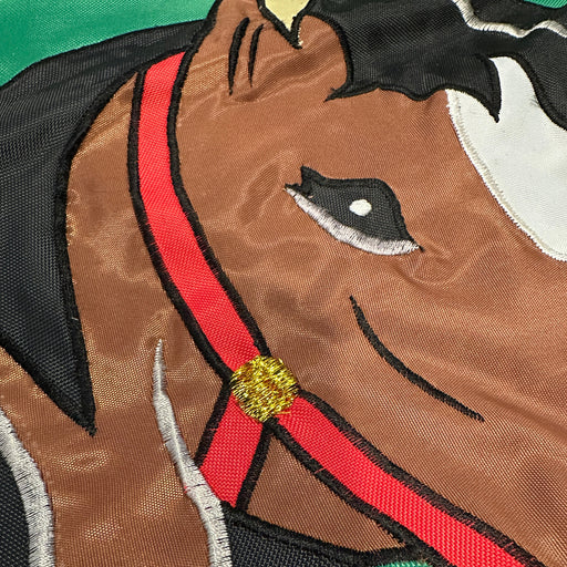 Derby Horse in Horseshoe Applique Garden Flag