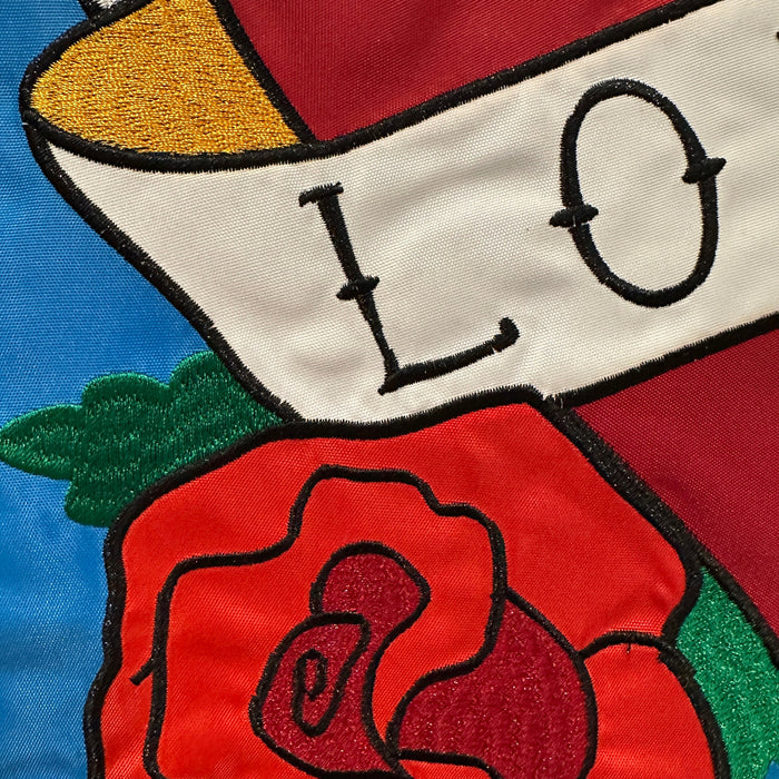 Traditional Love Heart Applique Decorative Flag