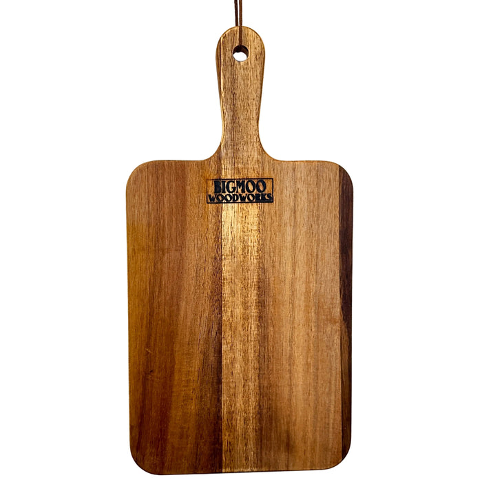 Backside of the Bread Board with the company logo