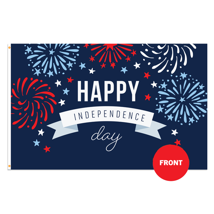 Happy Independence Day Polyester Flag - Made in USA