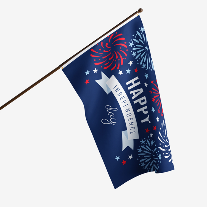 Happy Independence Day Polyester Flag - Made in USA